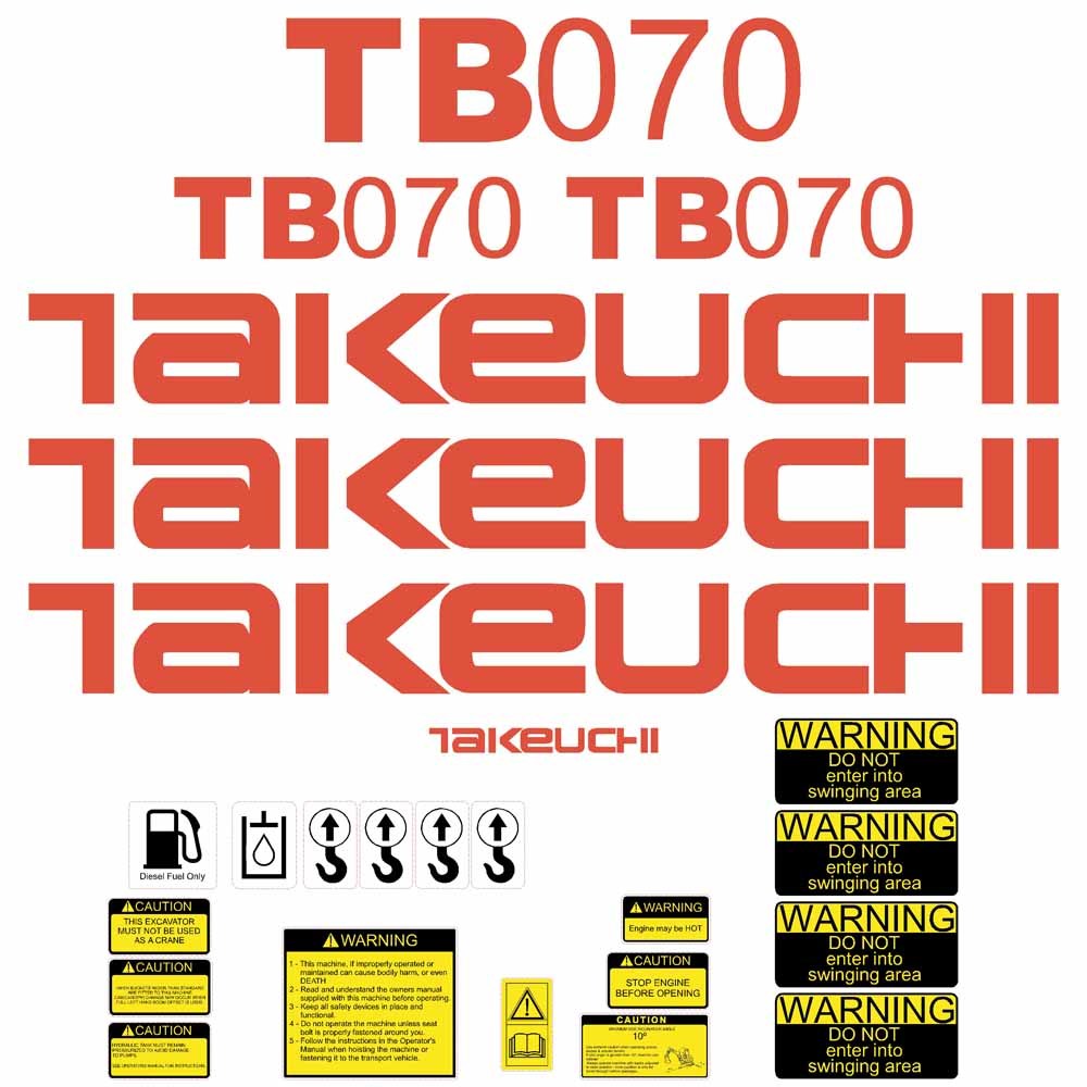 Takeuchi TB070 Decal Kit Takeuchi TB070 Decal Kit