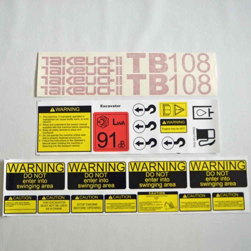 Takeuchi TB108 Decal Kit