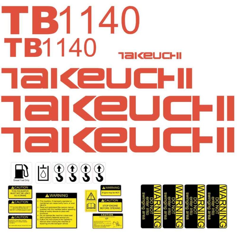 Takeuchi TB1140 Decal Kit