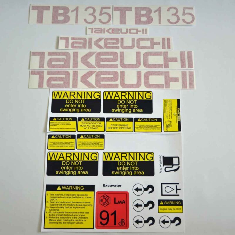 Takeuchi TB135 Decal Kit