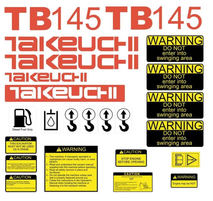 Takeuchi TB145 Decal Kit