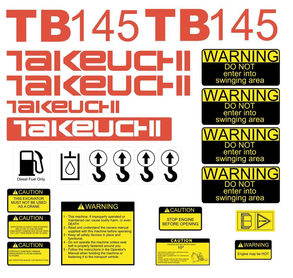 Takeuchi TB145 Decal Kit Takeuchi TB145 Decal Kit