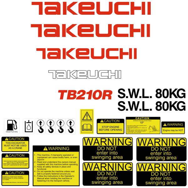 Takeuchi TB210R Decal Kit Takeuchi TB210R Decal Kit