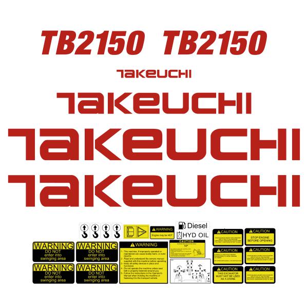 Takeuchi TB2150 Decal Kit Takeuchi TB2150 Decal Kit