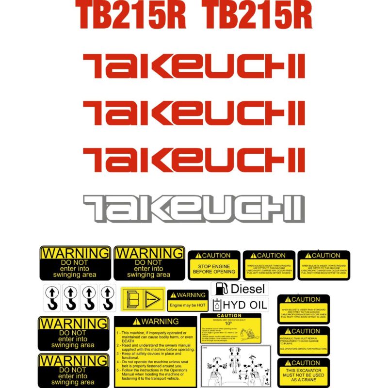 Takeuchi TB215R Decal Kit