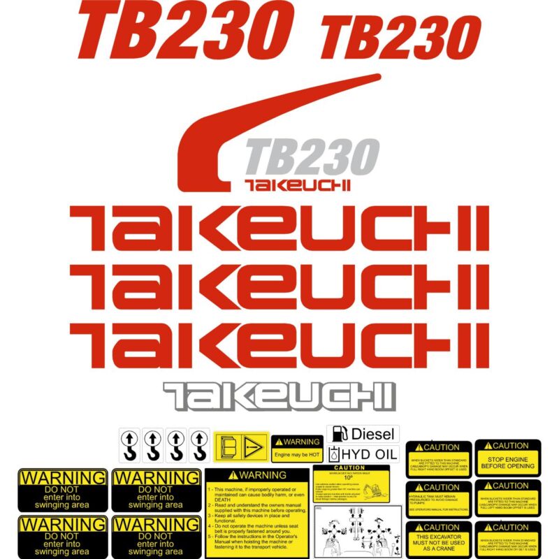 Takeuchi TB230 Decal Kit