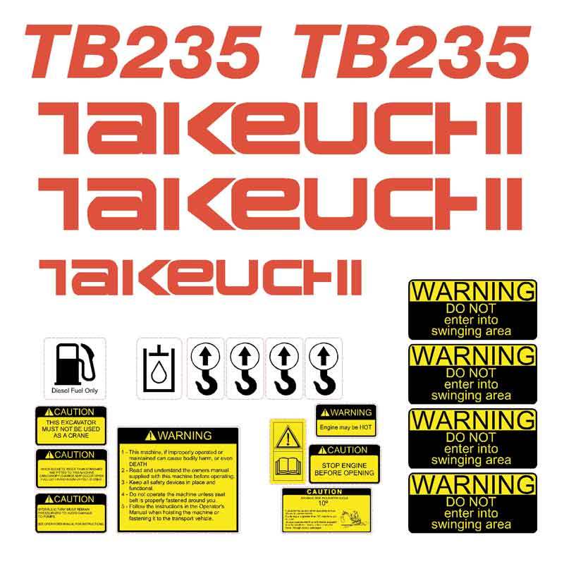 Takeuchi TB235 Decal Kit Takeuchi TB235 Decal Kit