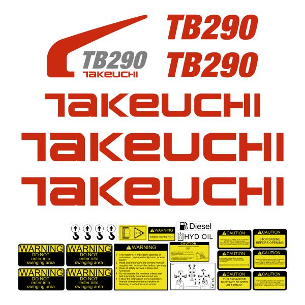 Takeuchi TB290 Decal Kit Takeuchi TB290 Decal Kit