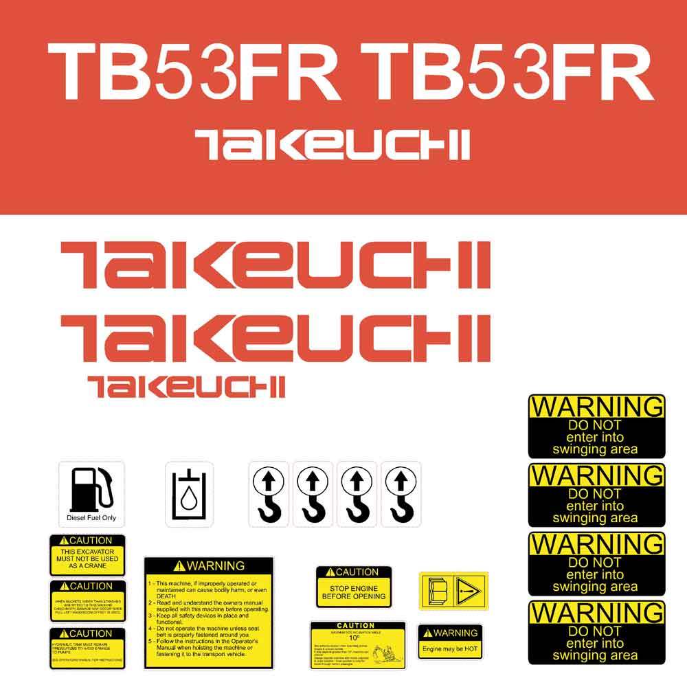 Takeuchi TB53FR Decal Kit Takeuchi TB53FR Decal Kit