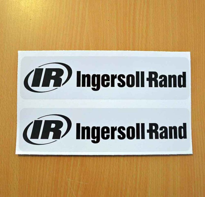 Two Ingersoll Rand IR Printed Decals Stickers