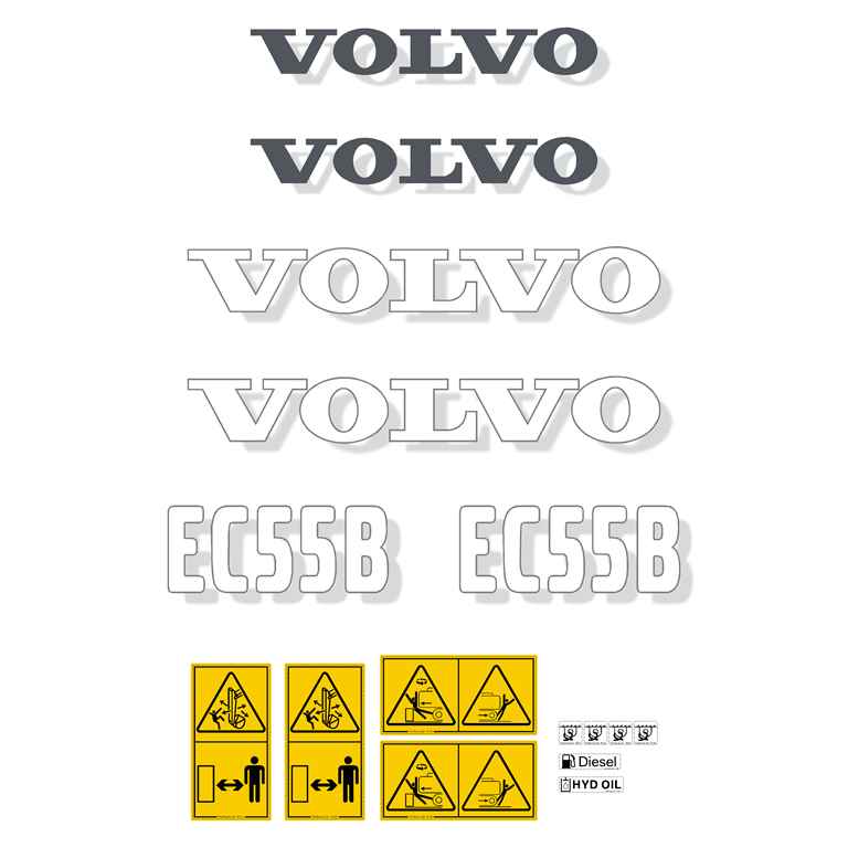 Volvo EC55B Decal Kit Volvo EC55B Decal Kit
