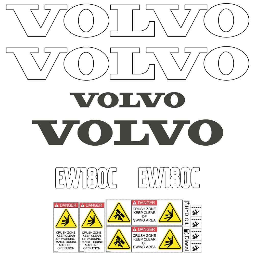Volvo EW180C Decal Kit Volvo EW180C Decal Kit