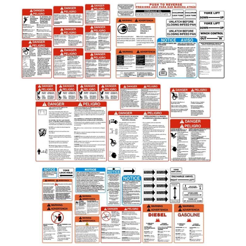 Wood Chipper Safety Decals Stickers